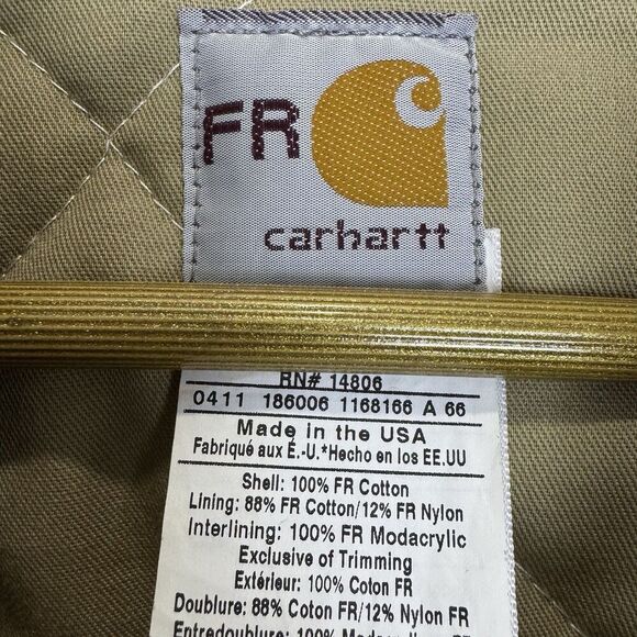 Carhartt Flame Resistant Brown Traditional Duck Quilt Lined Jacket Size 2XL USA - Picture 13 of 16